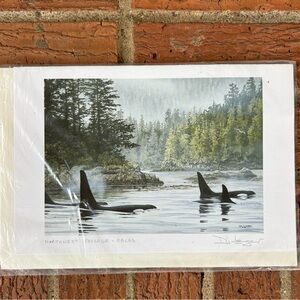 Don Li-Leger Northwest Passage Orcas Signed Lithograph Art Print Size 9”x 6”